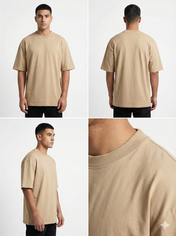 Beige Streetwear Oversize Tee (240 GSM)